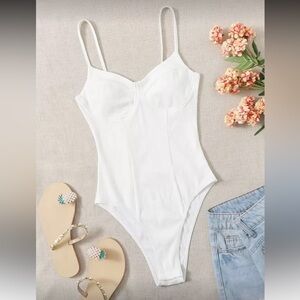 NWOT SHEIN White Ribbed Bodysuit